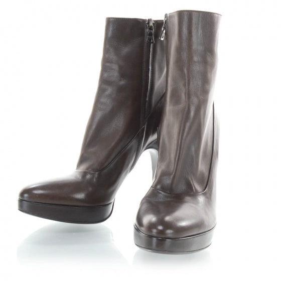 Prada Leather Ankle Boots 39 Brown 4 of 7