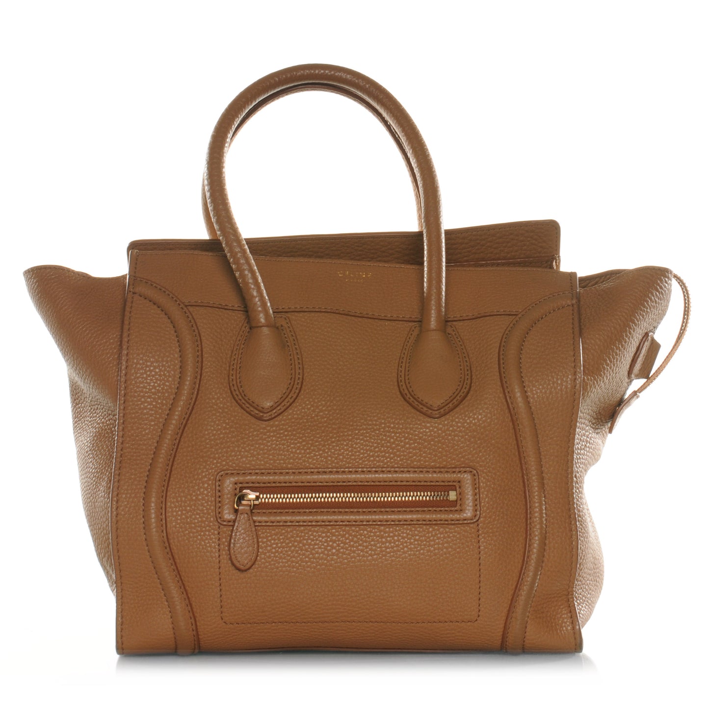 Drummed Calfskin Mini Luggage Camel