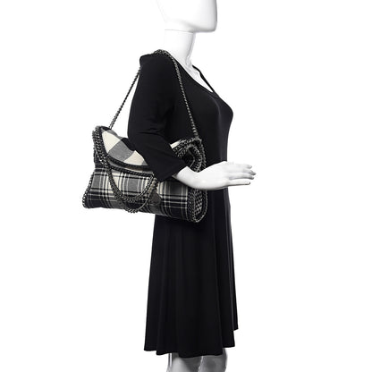 Stella McCartney Wool Plaid Falabella Fold Over Tote Black 2 of 8