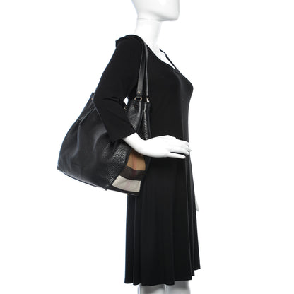 Burberry Grainy Calfskin House Check Medium Maidstone Black 2 of 11