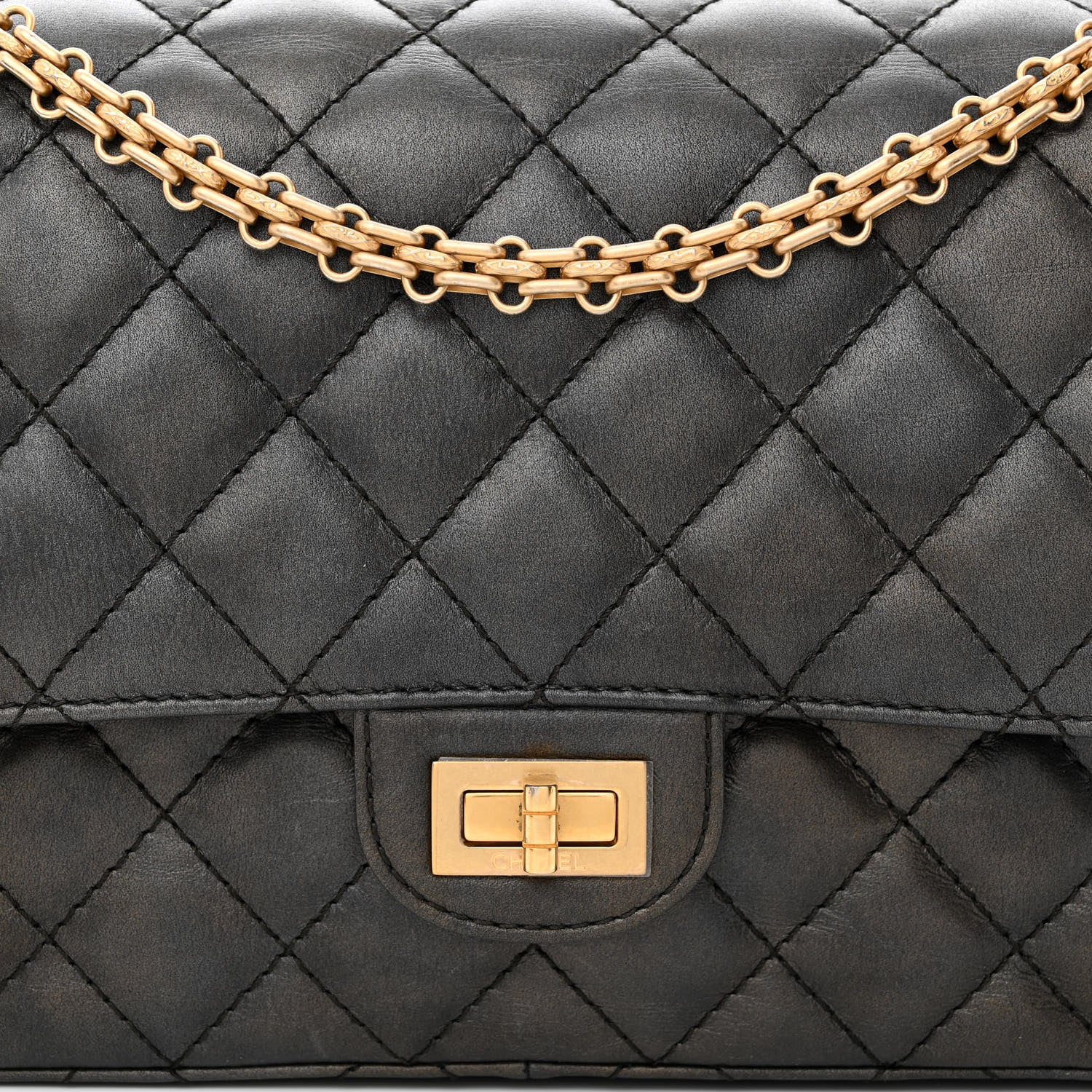 Chanel Metallic Calfskin Quilted 2.55 Reissue 226 Flap Charcoal 8 of 13