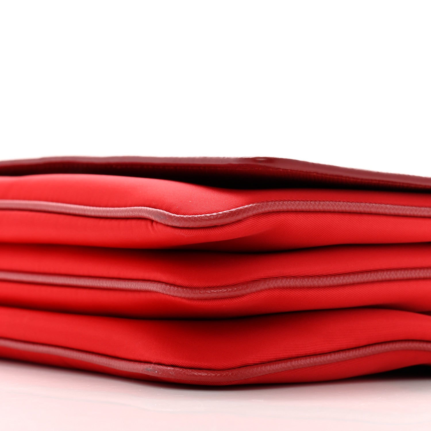 Prada Saffiano Tessuto Nylon Chain Shoulder Bag Rosso 11 of 14