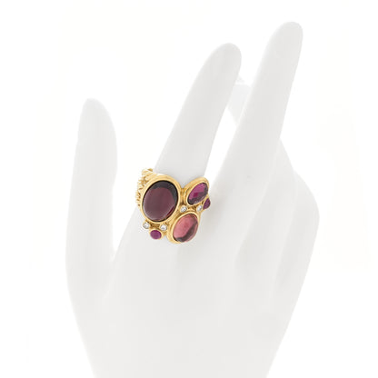 David Yurman 18K Yellow Gold Diamond Tourmaline Ruby Garnet Mosaic Ring 56 7.5 2 of 4