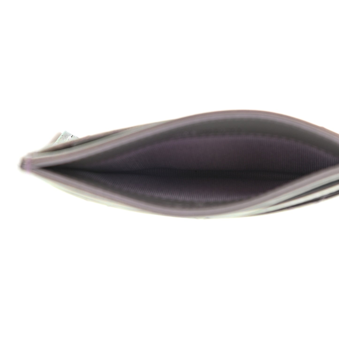 Iridescent Calfskin Quilted Card Holder Light Purple