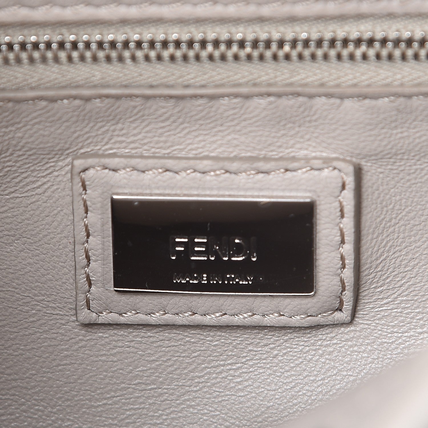 Fendi Nappa Embroidered Flower Scalloped Mini Peekaboo Iconic Satchel Grigio Polvere 8 of 10