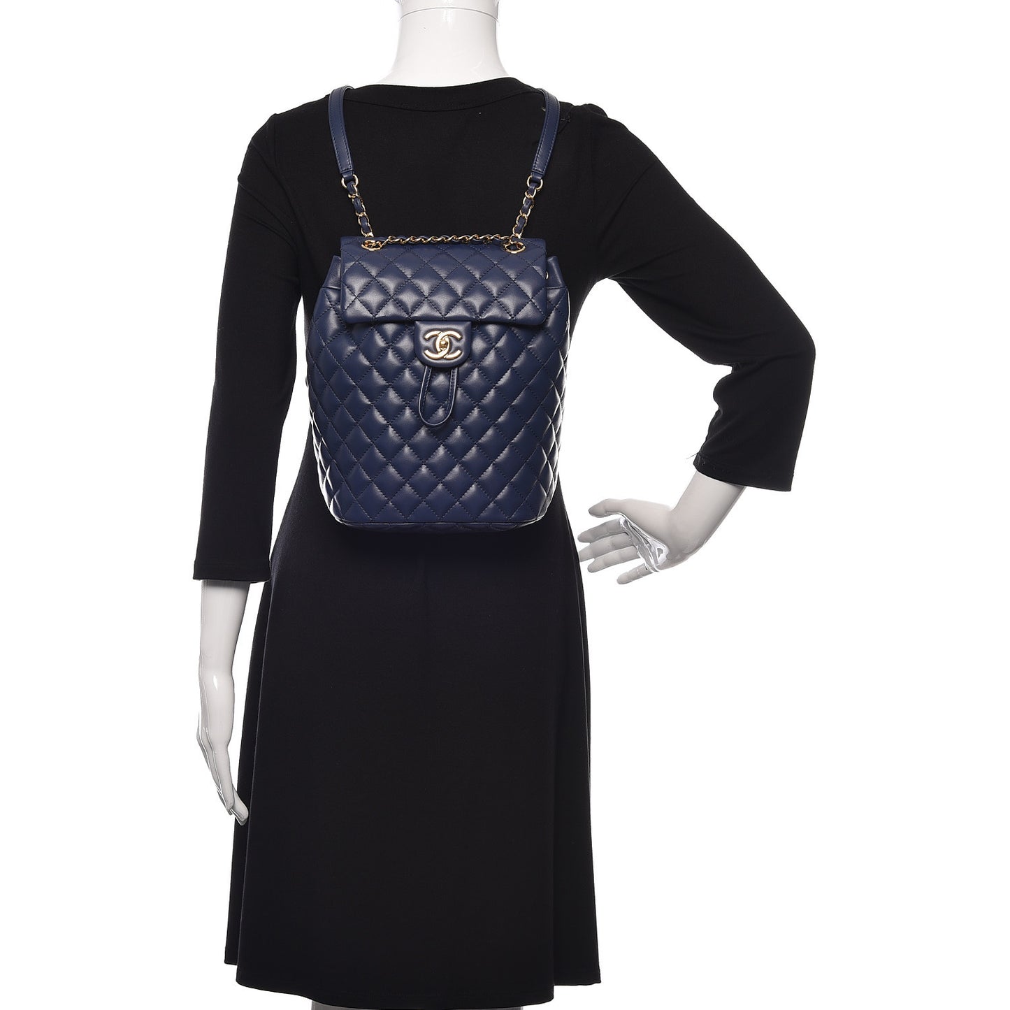 Lambskin Quilted Small Urban Spirit Backpack Navy