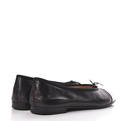 Chanel Lambskin Patent Cap Toe Ballerina Flats 41 Black 4 of 15