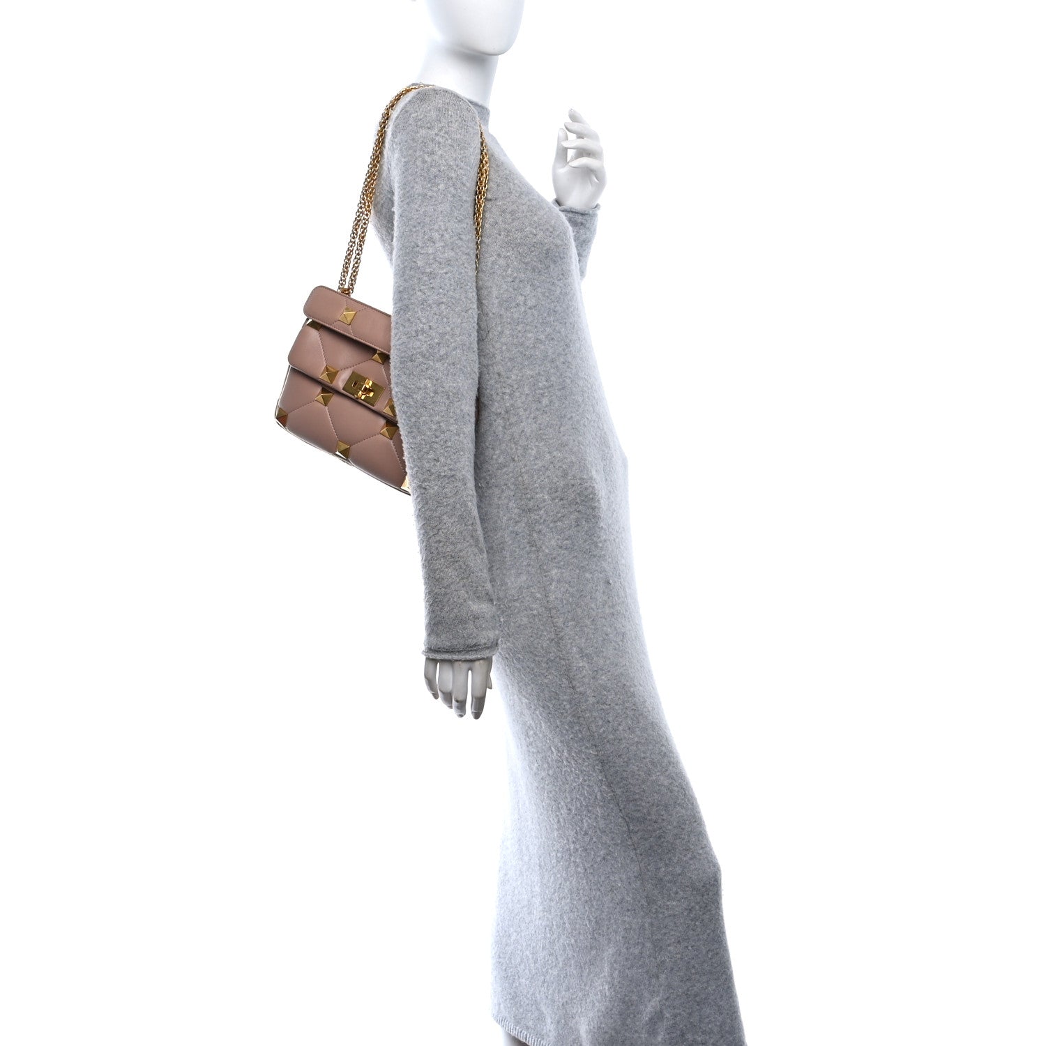 Valentino Garavani Nappa Medium Roman Stud Shoulder Bag Rose Cannelle 2 of 11