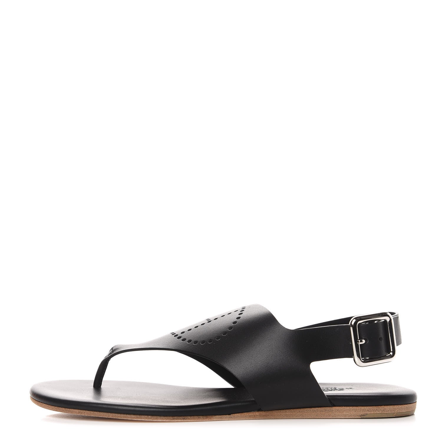 Hermes Calfskin Kola Sandals 36.5 Black 1 of 9
