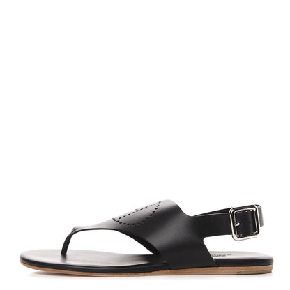 Hermes Calfskin Kola Sandals 36.5 Black 1 of 9