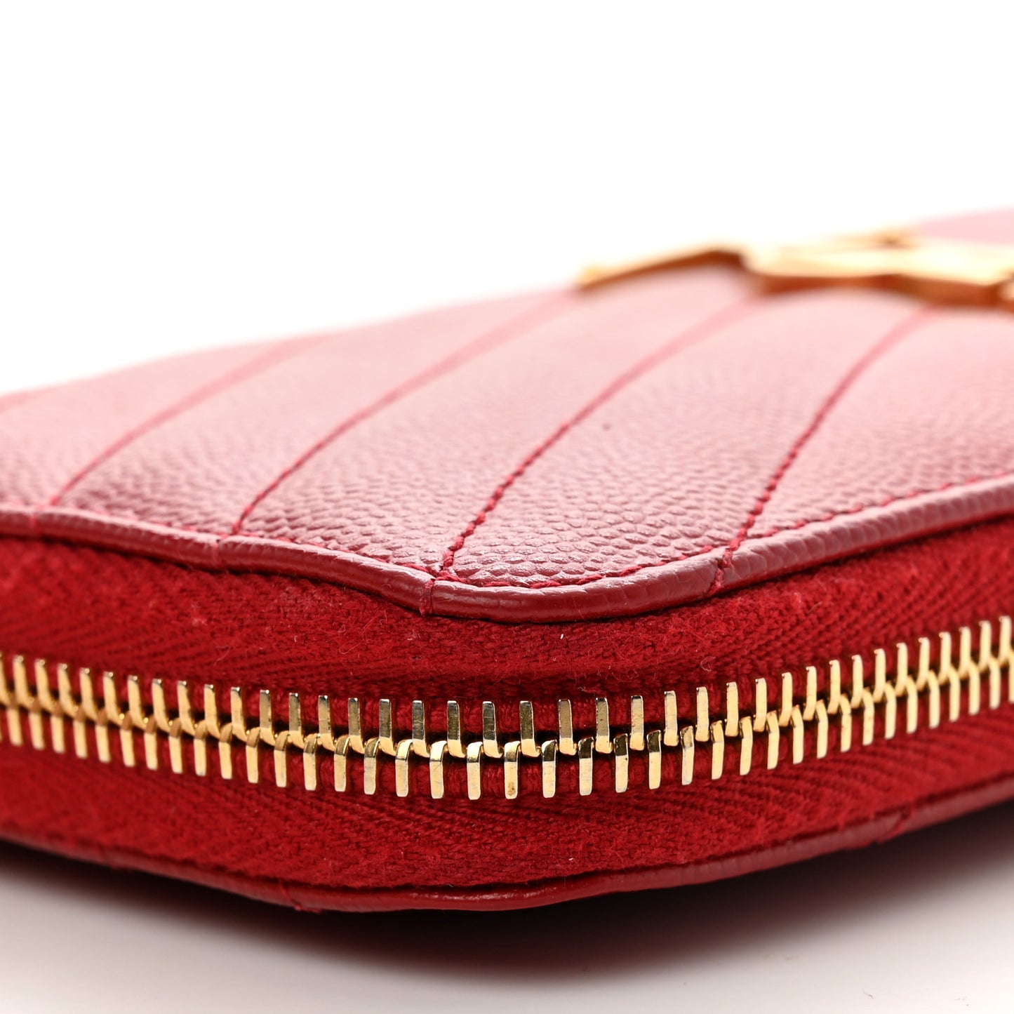 Grain De Poudre Matelasse Chevron Monogram Zip Around Wallet Red