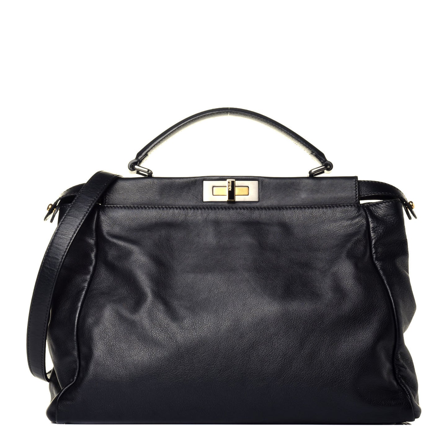 Vitello Suede Large Peekaboo Iconic Satchel Black