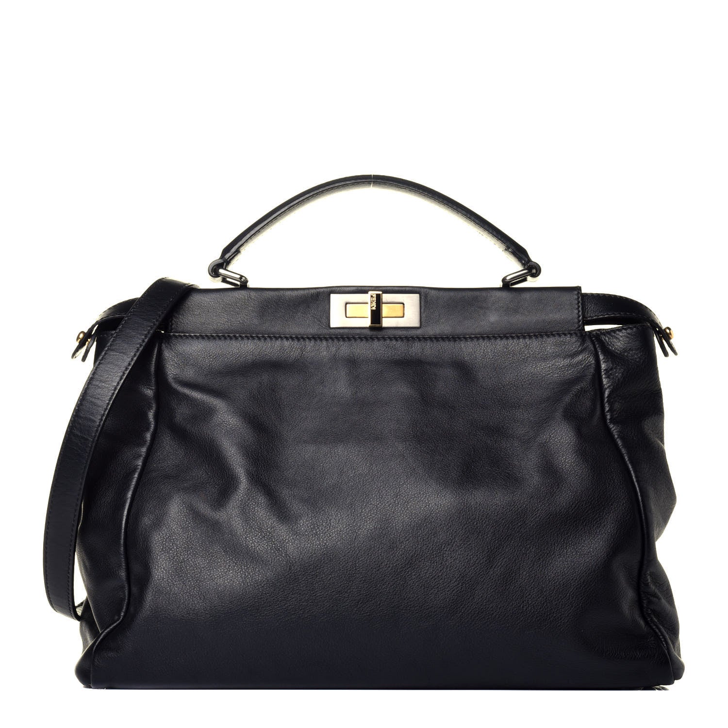 Fendi Vitello Suede Large Peekaboo Iconic Satchel Black 1 of 8