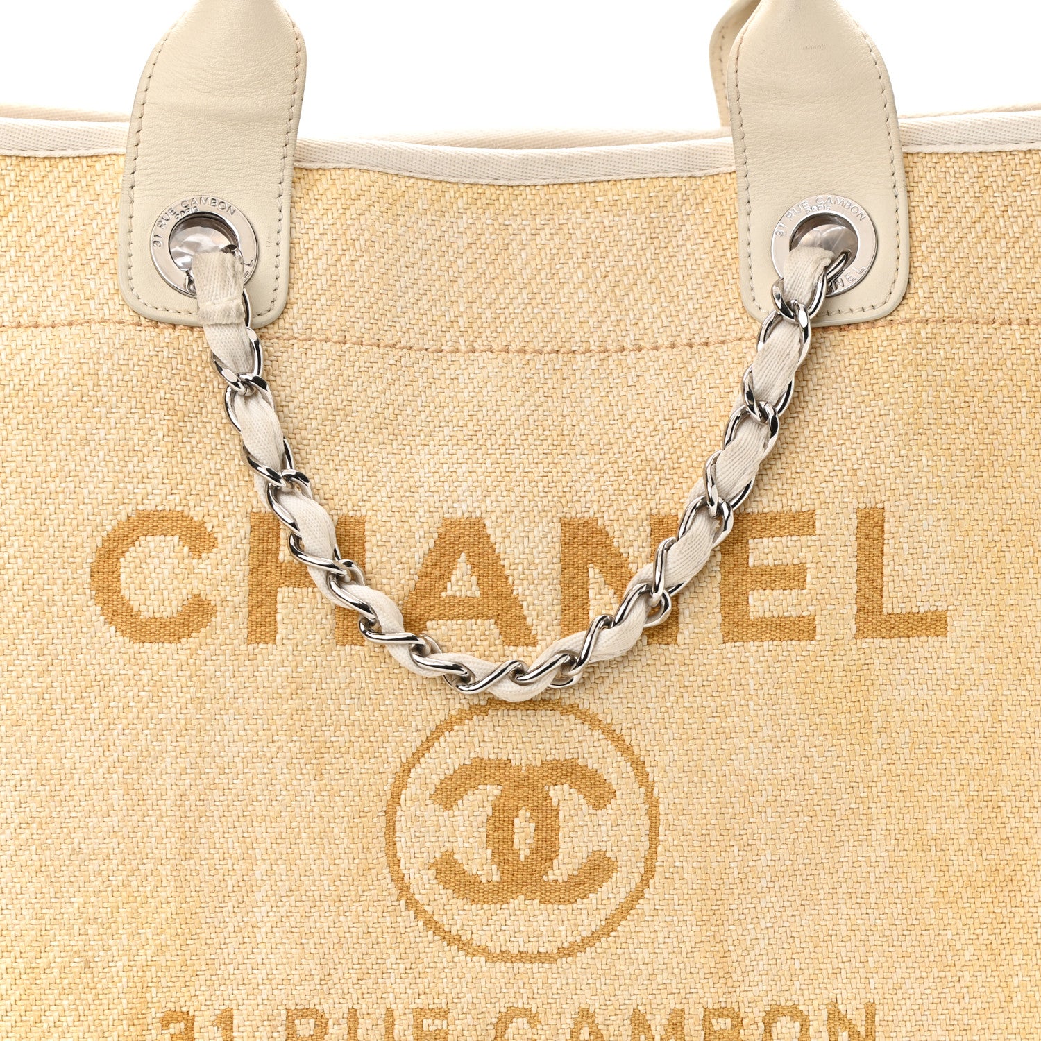 Chanel Woven Straw Raffia Medium Deauville Tote Beige 8 of 13