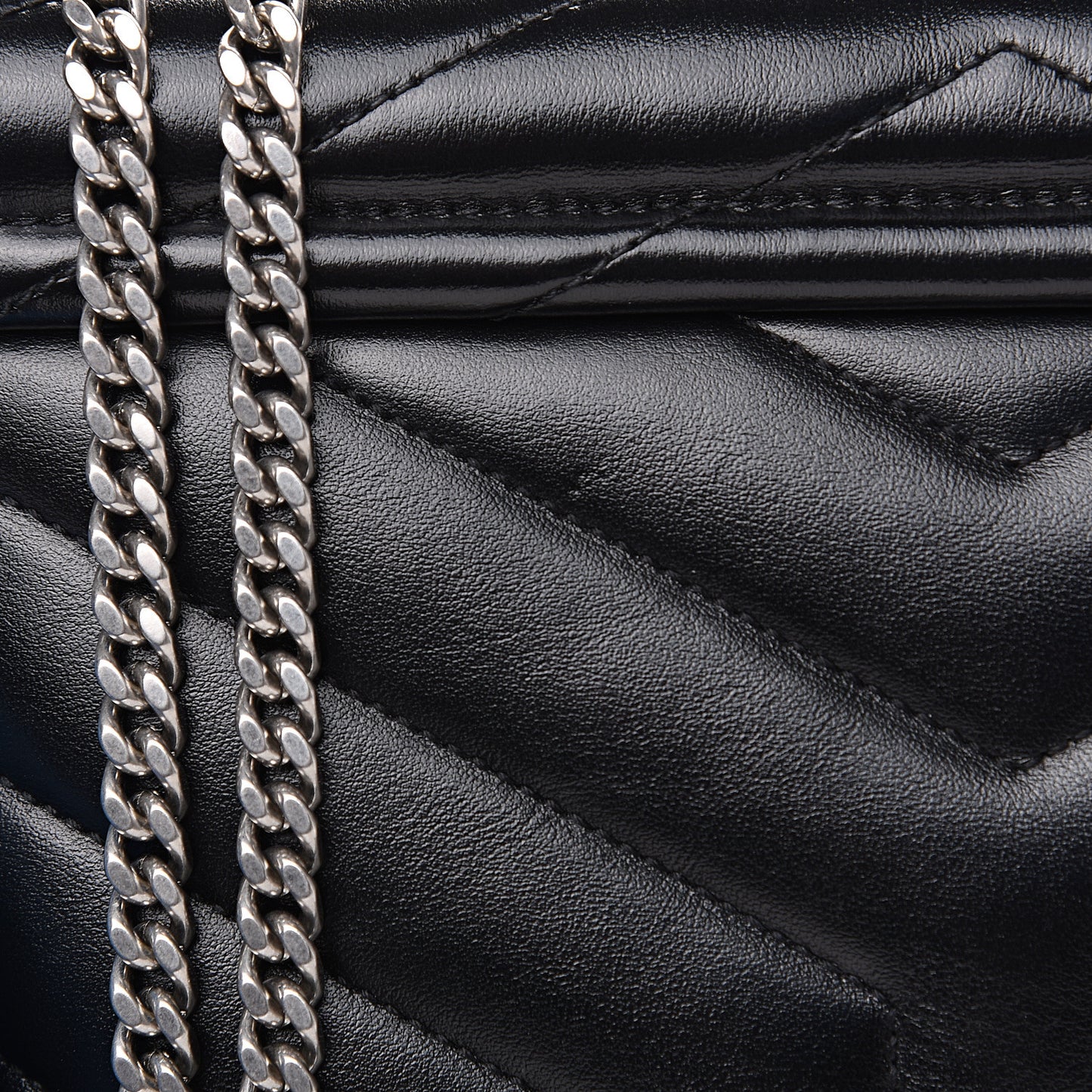 Calfskin Y Quilted Monogram Small Loulou Chain Satchel Black