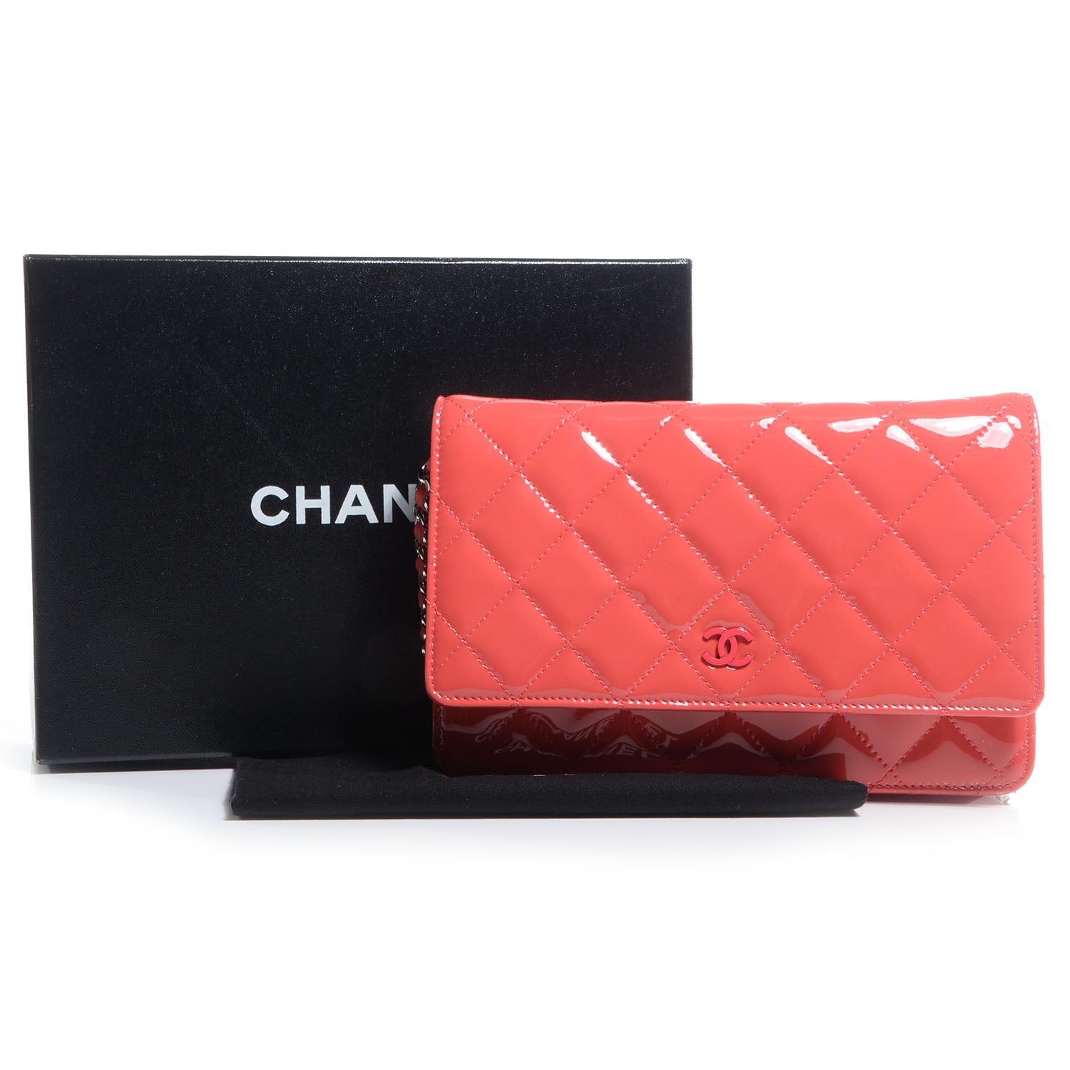 Chanel Patent Wallet On Chain WOC Dark Pink 7 of 7