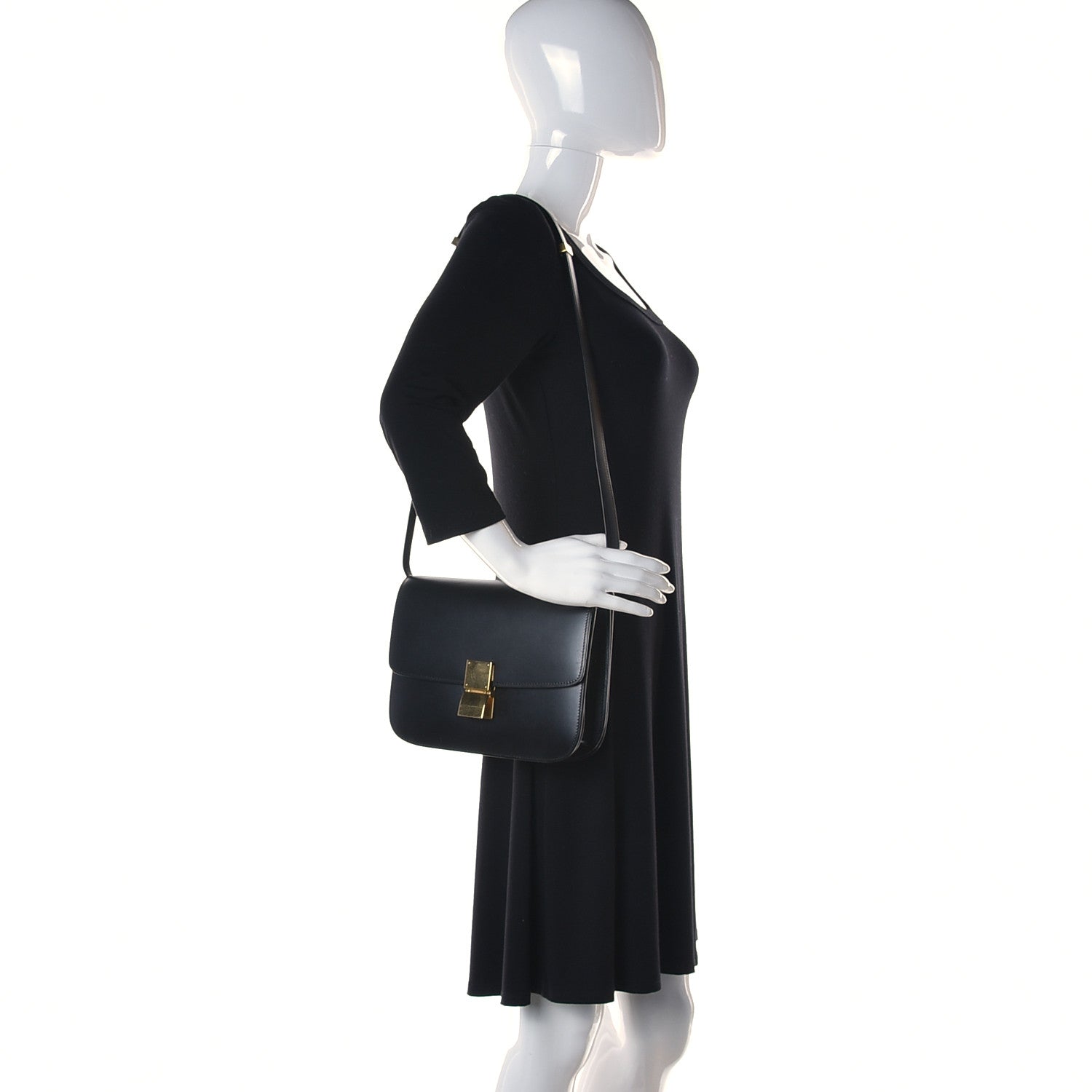 Celine Box Calfskin Medium Classic Box Flap Bag Black 2 of 14