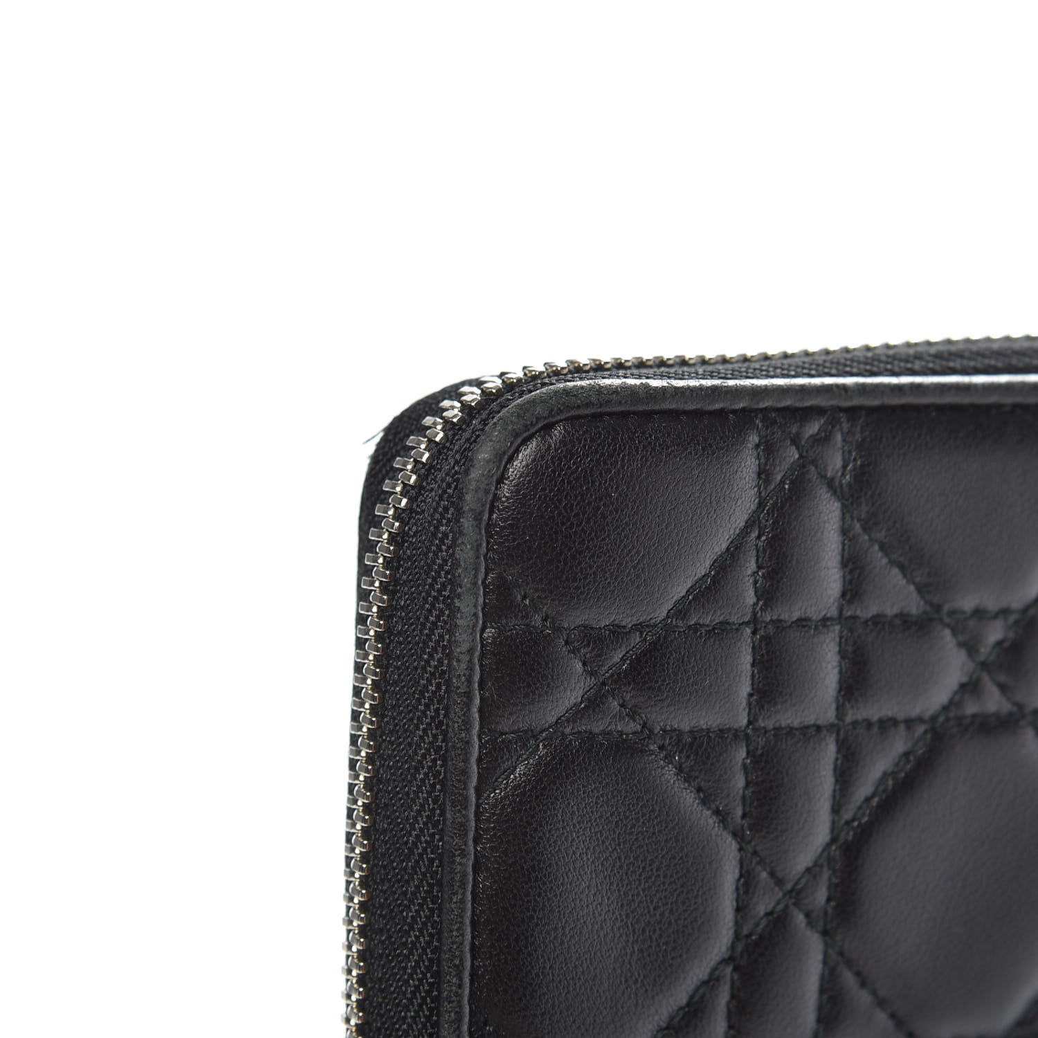 Christian Dior Lambskin Cannage Lady Dior Zip Wallet Black 8 of 12