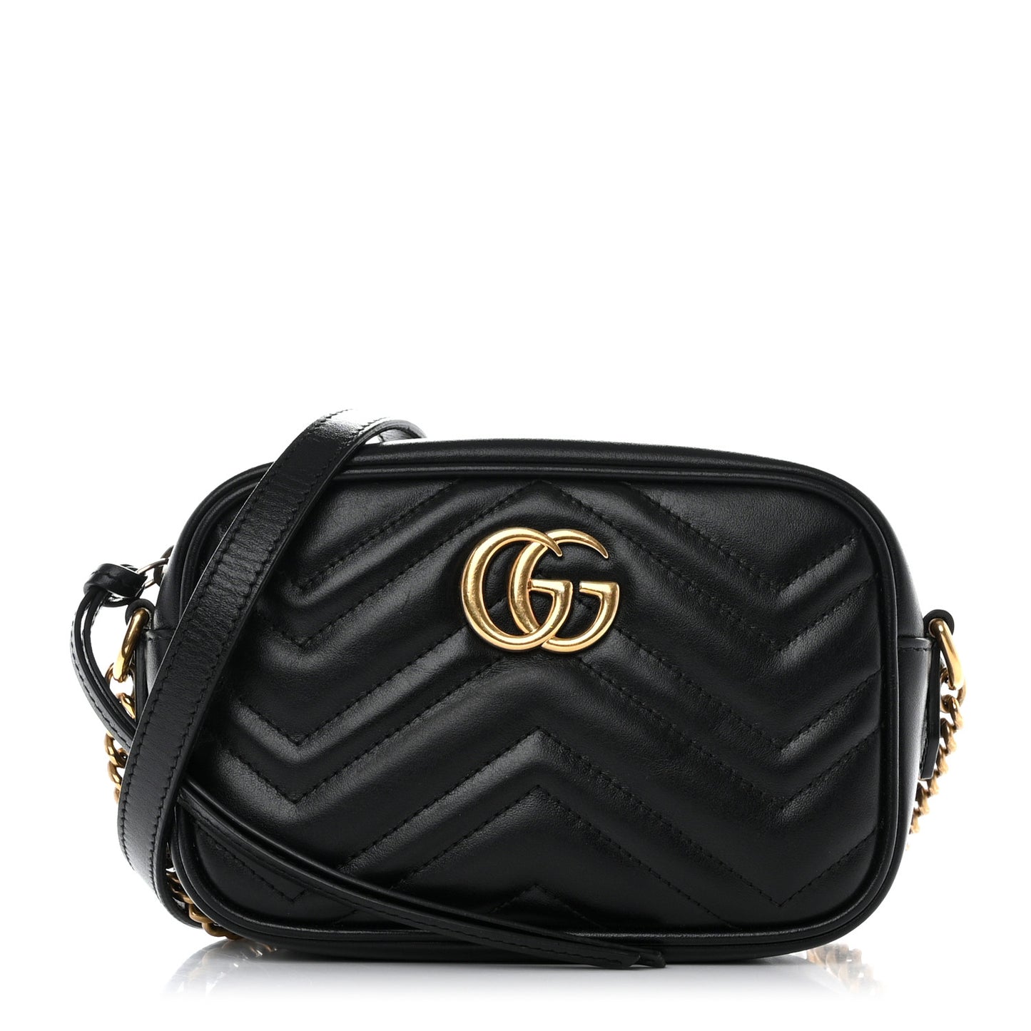 Calfskin Matelasse Mini GG Marmont Chain Shoulder Bag Black
