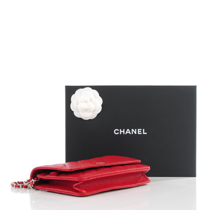 Chanel Caviar Quilted Wallet on Chain WOC Red 5 of 9