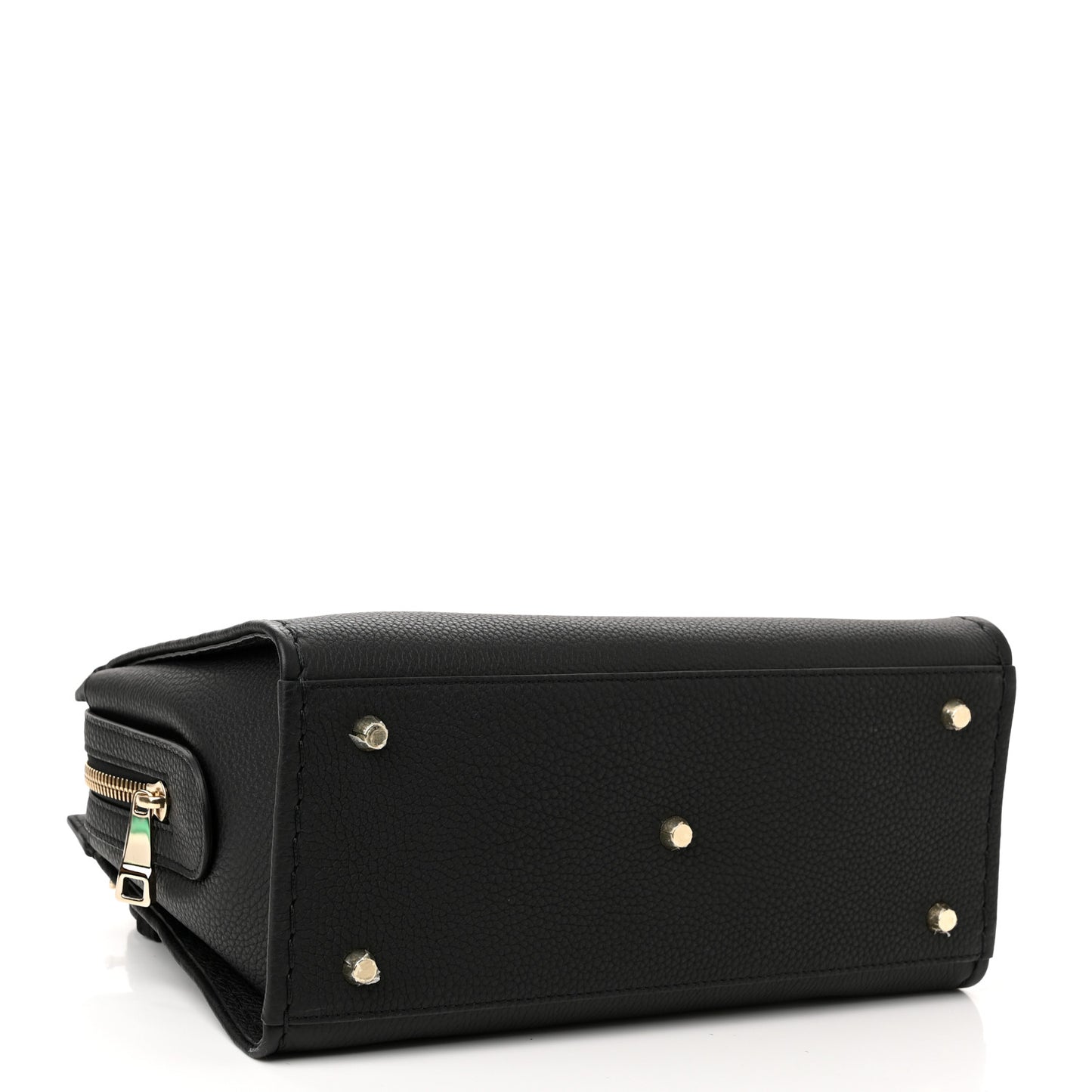 Grained Calfskin Small Edith Top Handle Bag Black