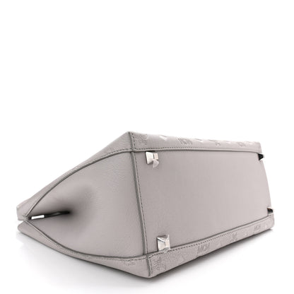 MCM Calfskin Ottomar Monogram Sarah Medium Hobo Dove Grey 4 of 9