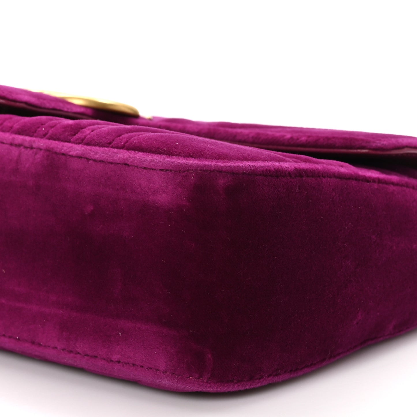 Velvet Matelasse Small GG Marmont Shoulder Bag Fuchsia Violet Cyclamen