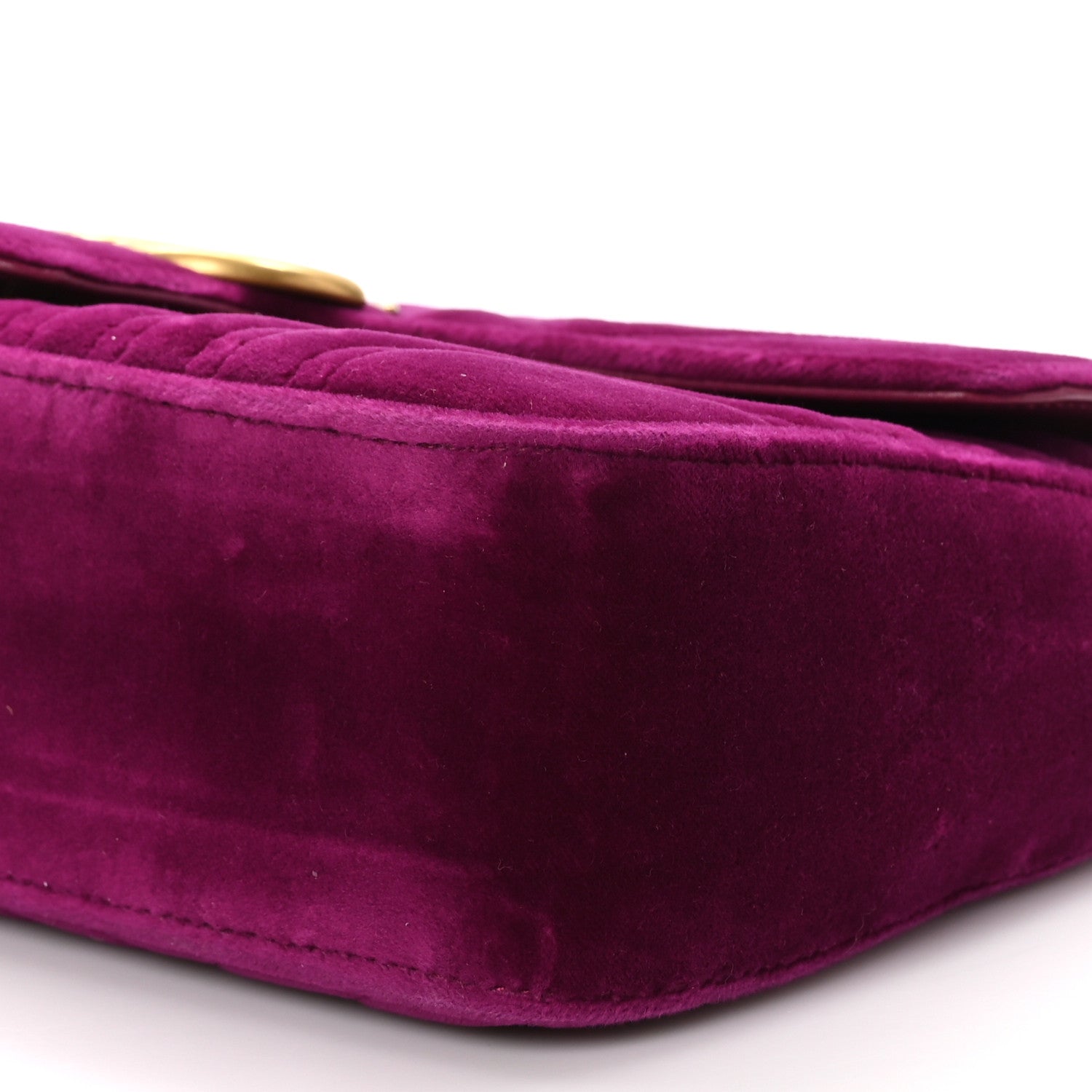 Gucci Velvet Matelasse Small GG Marmont Shoulder Bag Fuchsia Violet Cyclamen 10 of 10
