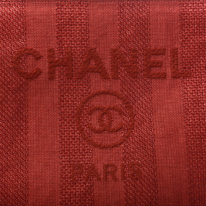 Chanel Mixed Fibers Striped Deauville Cosmetic Pouch Red 8 of 8