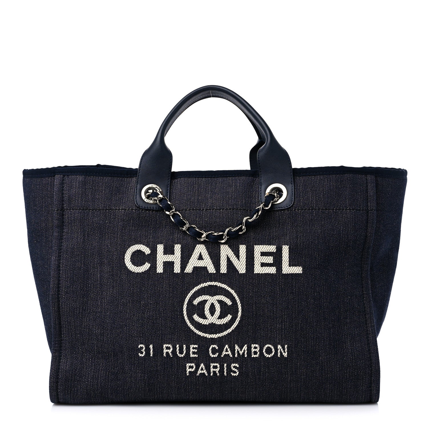 Chanel Denim Medium Deauville Tote Dark Blue 1 of 10