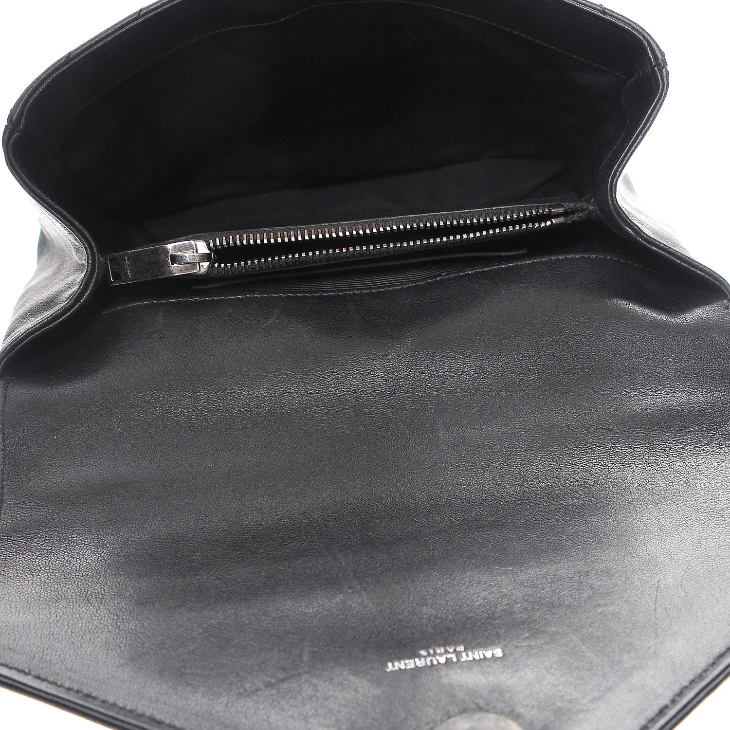 Saint Laurent Sheepskin Matelasse Chevron Monogram Medium College Bag Black 5 of 7