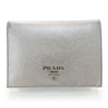 Prada Saffiano Metal Bi-Fold Wallet Cromo 1 of 8
