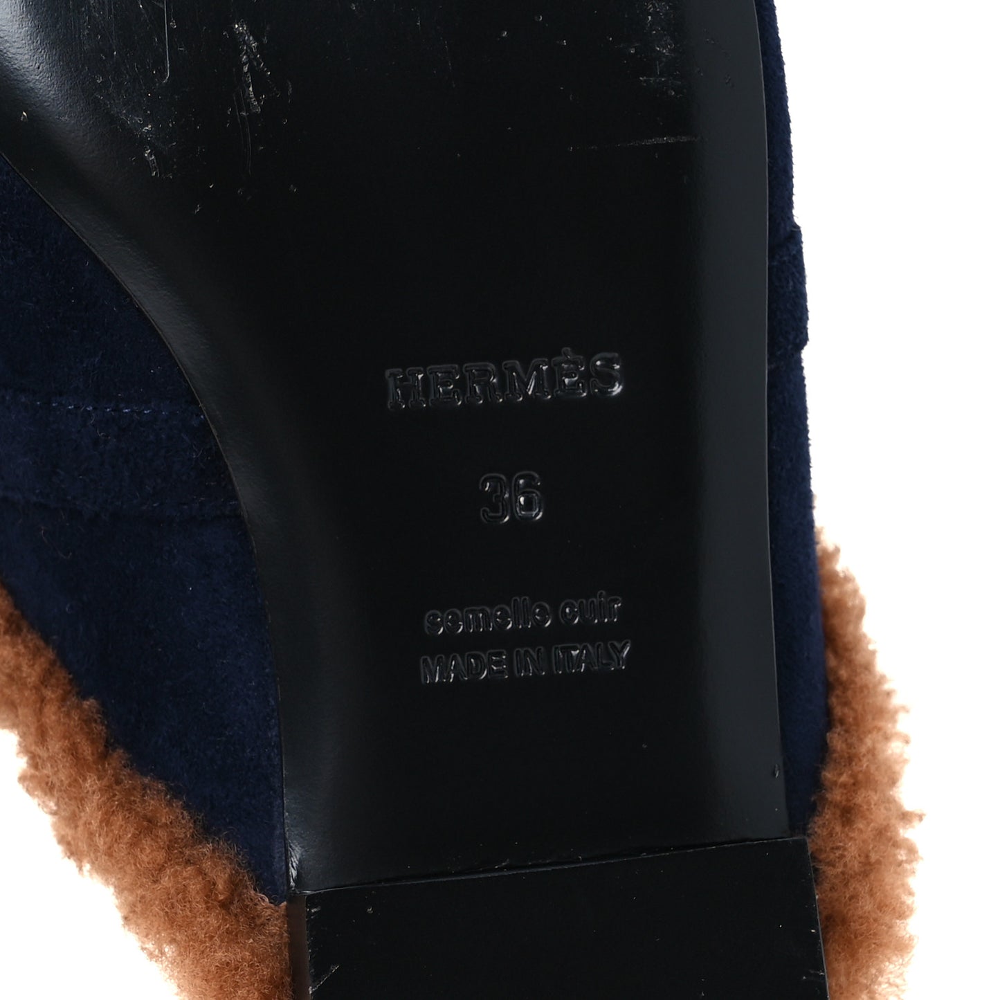 Suede Goatskin Woolskin Womens Oz Mules 36 Marine Gold