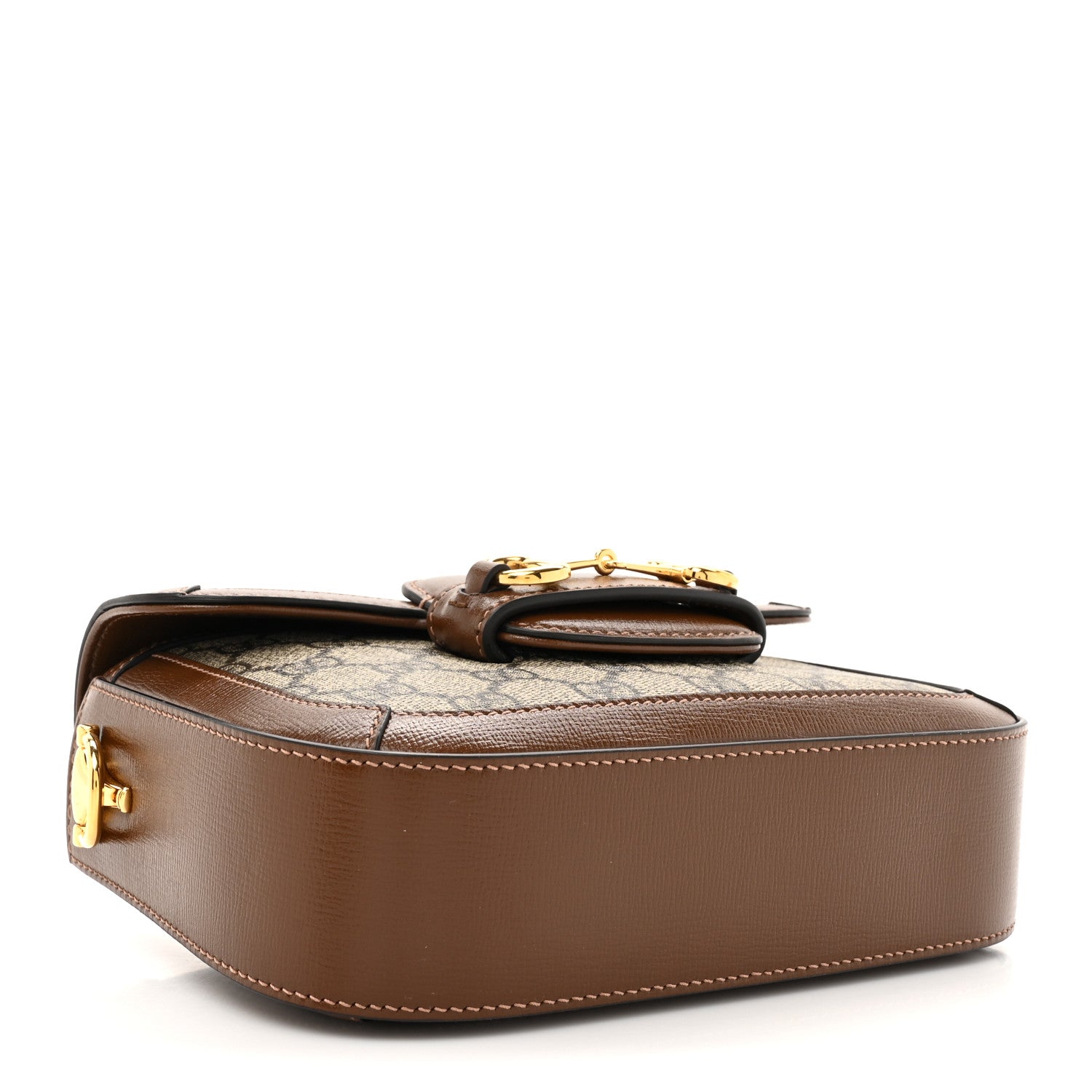 Gucci GG Supreme Monogram Web Mini Horsebit 1955 Shoulder Bag Beige Brown Sugar 4 of 10