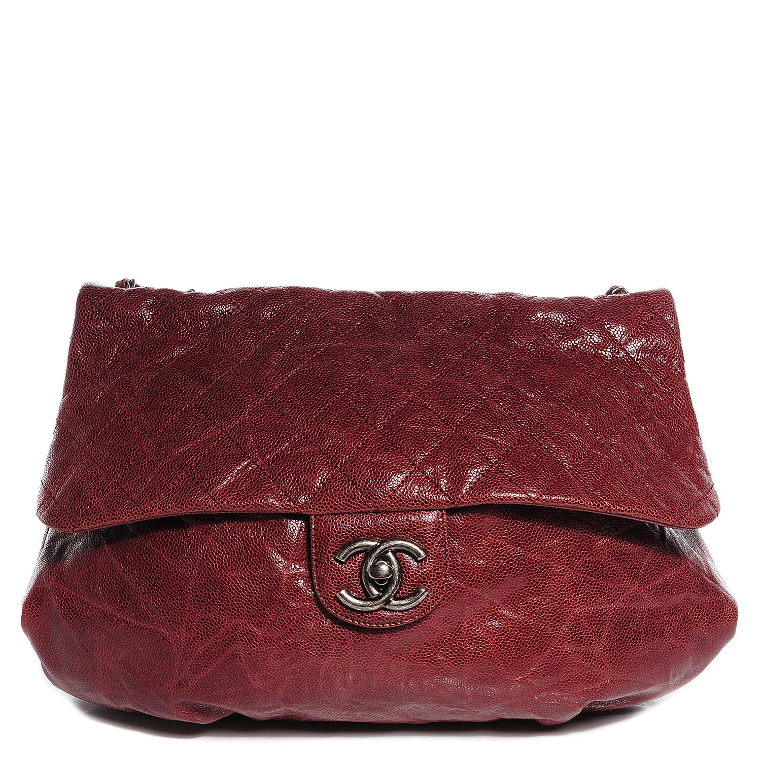Chanel Grained Calfskin Maxi Elastic Flap Burgundy 1 of 8