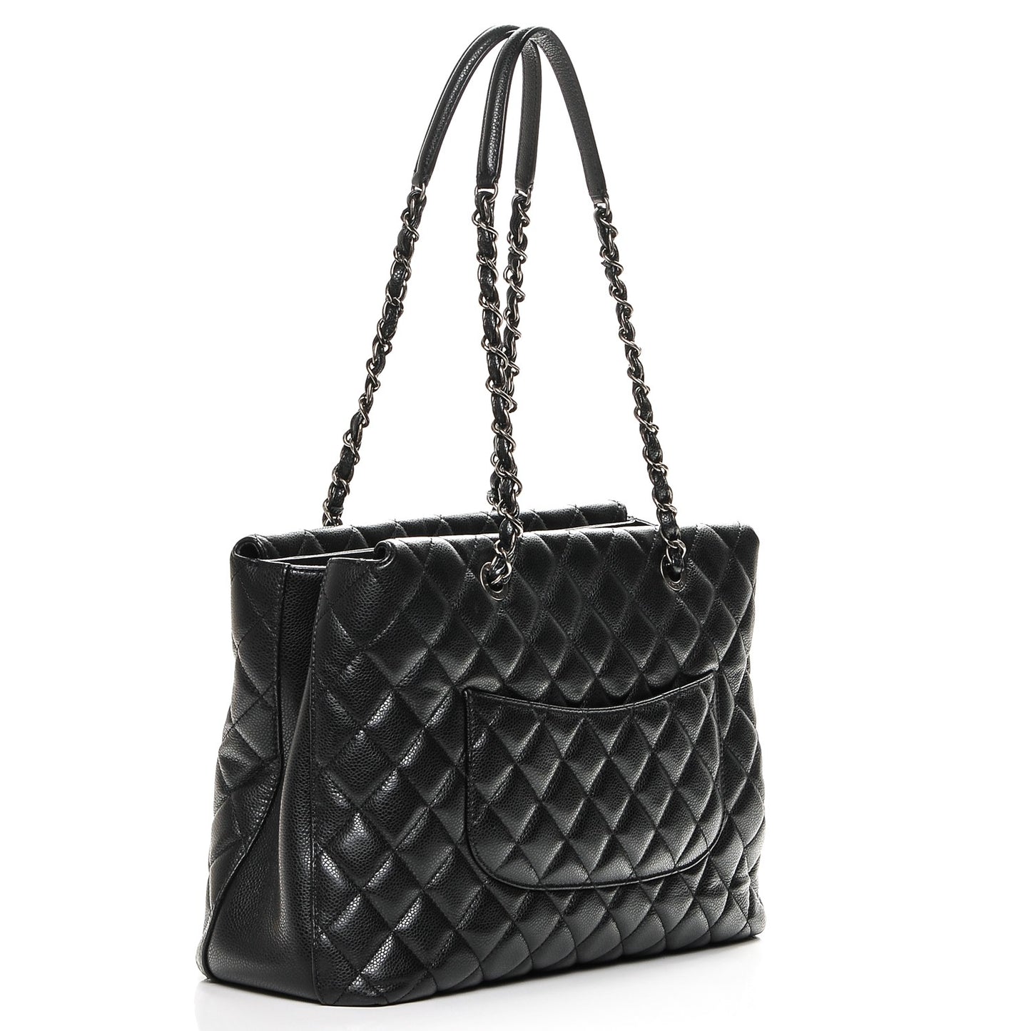 Caviar Quilted City Shopping Tote Black