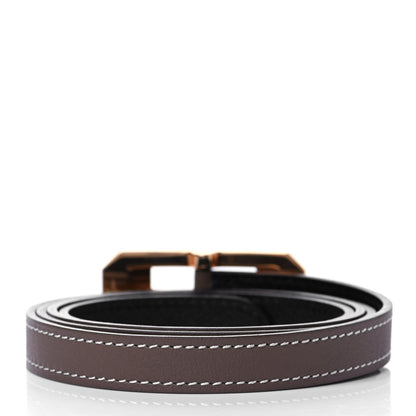 Hermes Lizard Epsom Swift Belt 85 Etoupe Black 2 of 3