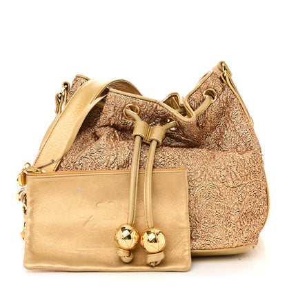 Chanel Metallic Brocade Lambskin CC Drawstring Bag Gold 3 of 12