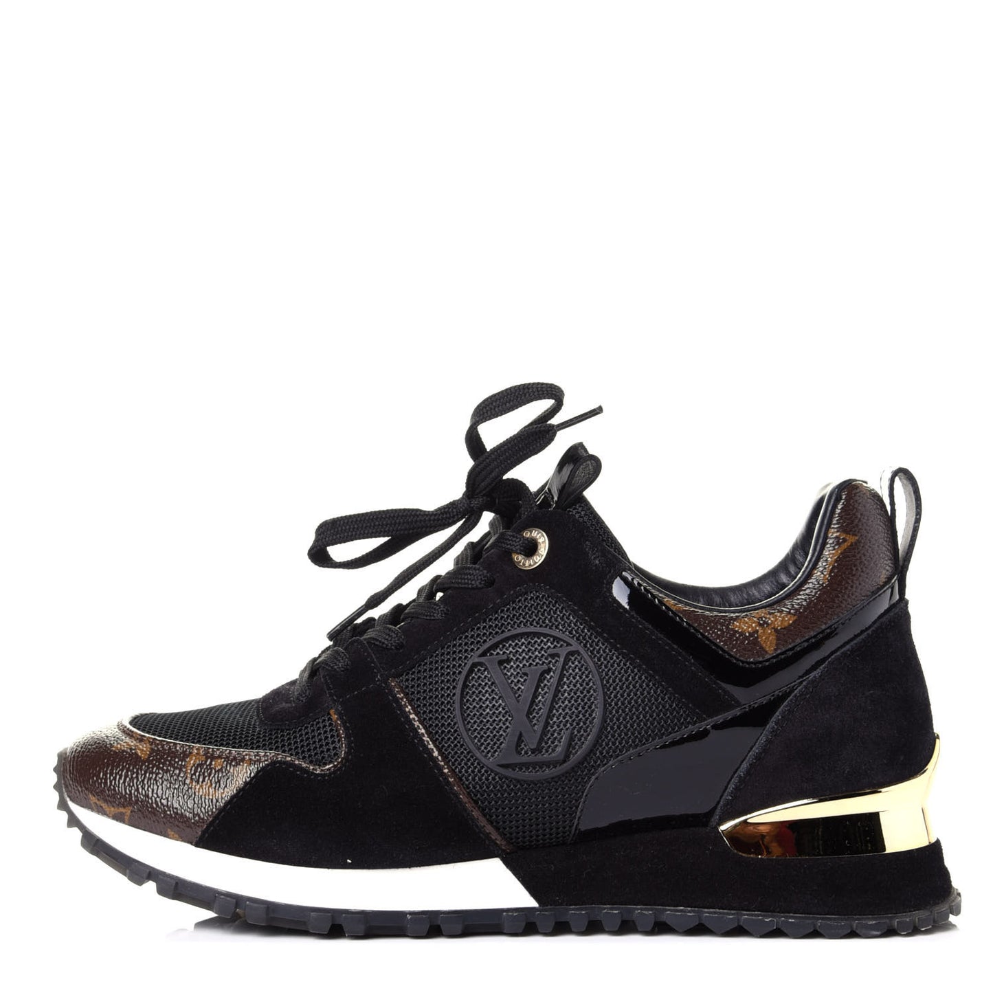 Suede Monogram Run Away Sneakers 37 Black