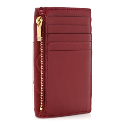 Saint Laurent Lambskin Matelasse Chevron Monogram Compact Wallet Red 4 of 11