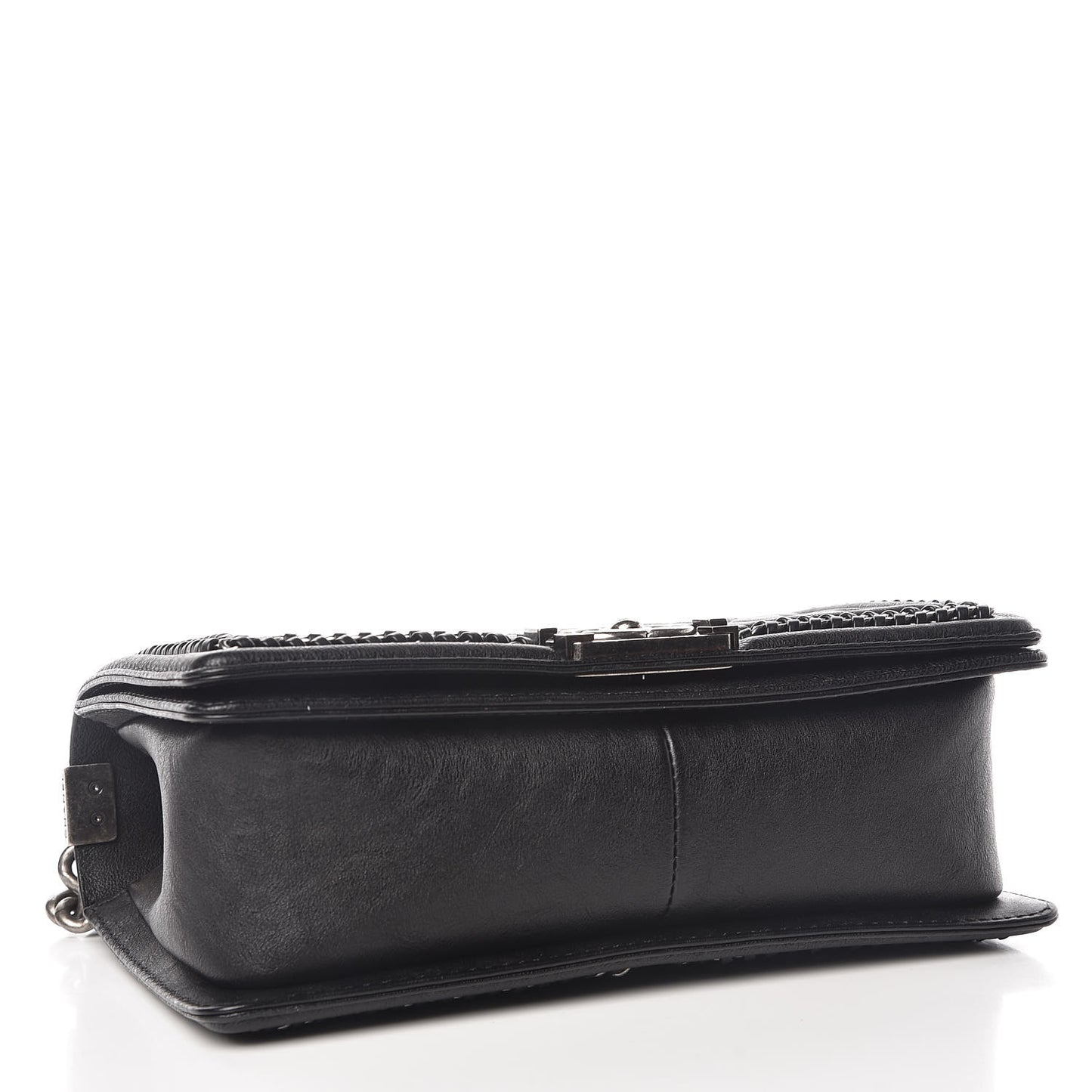 Calfskin Quilted Medium Boy Top Handle Flap Black