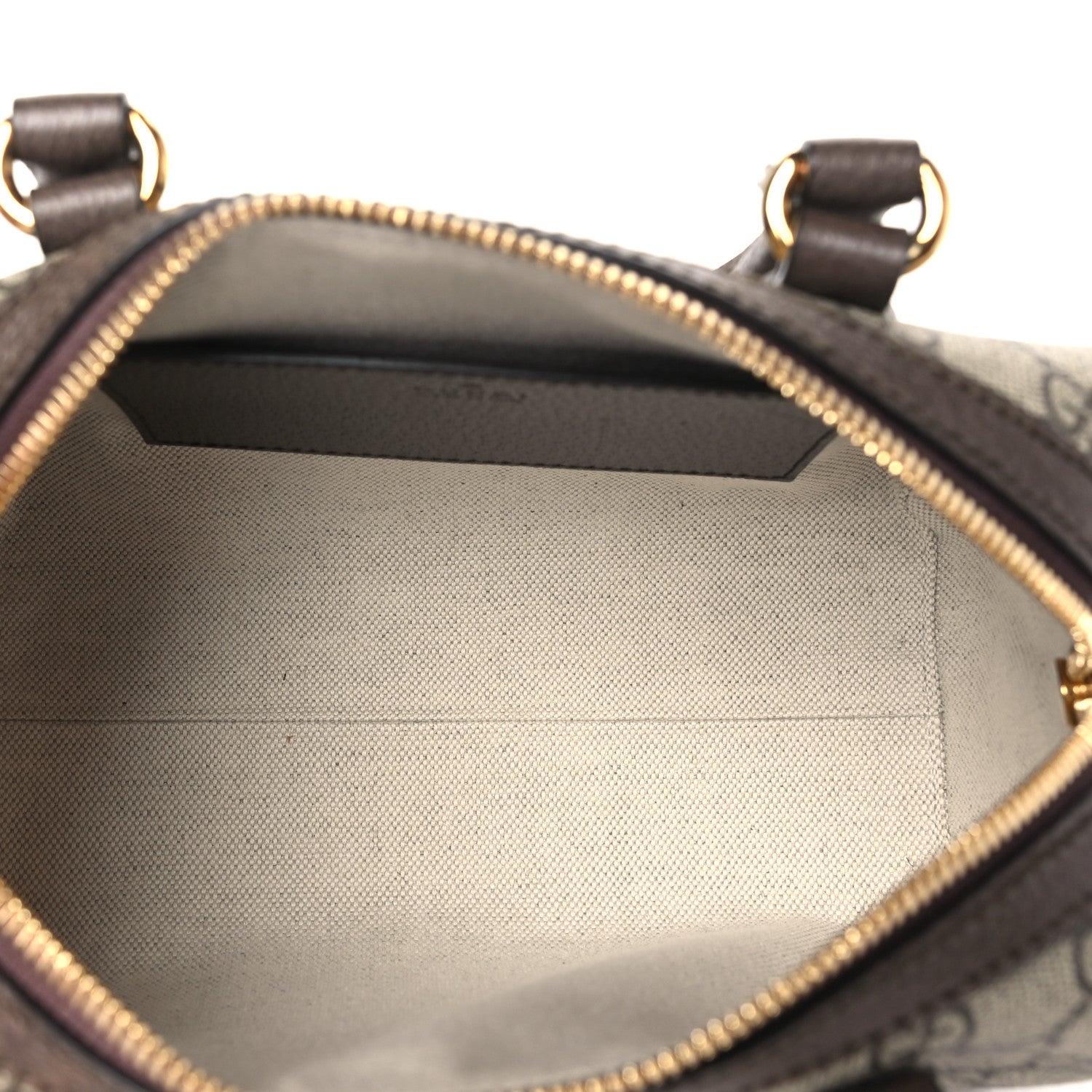 Gucci GG Supreme Monogram Textured Dollar Calfskin Web Mini Ophidia Top Handle Bag Beige Ebony New Acero 5 of 10