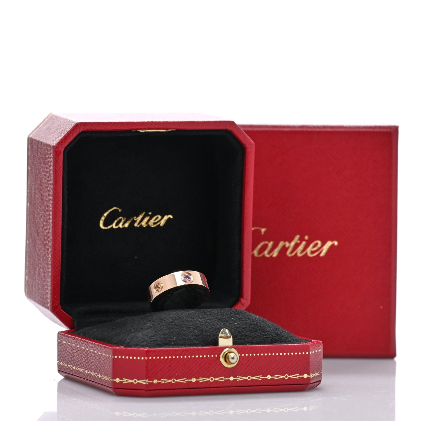 18K Pink Gold Sapphire Garnet Amethyst 5.5mm LOVE Ring 53 6.25