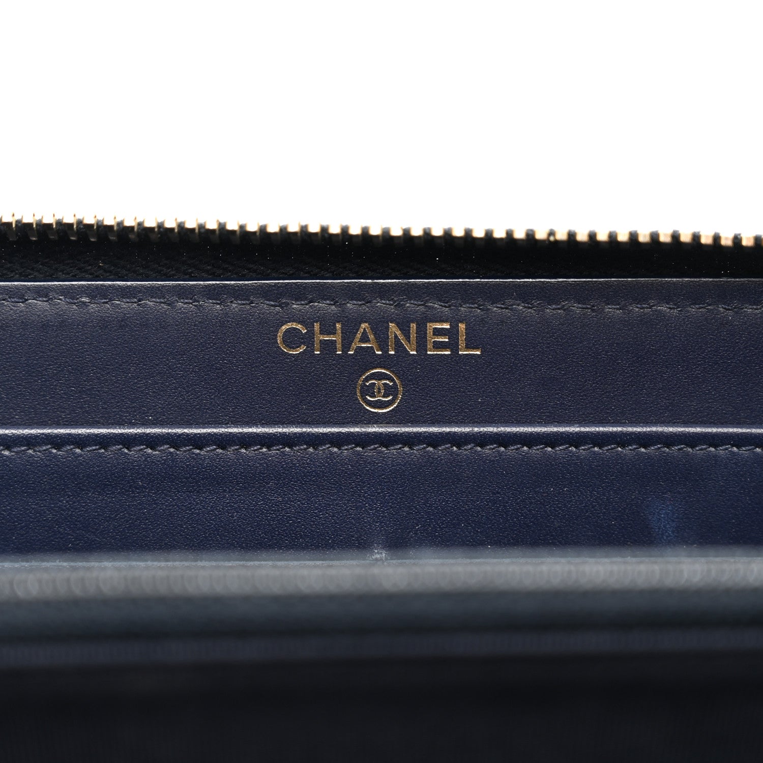 Chanel Caviar Quilted Large Gusset Zip Around Wallet Navy 6 of 13