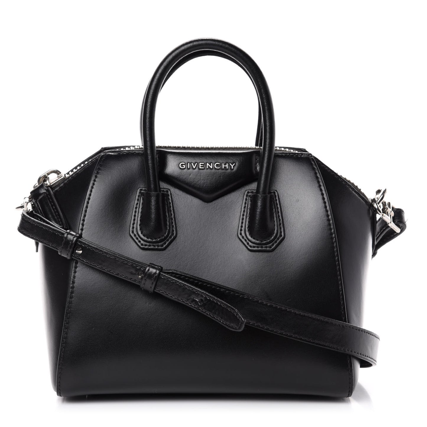 Shiny Lord Calfskin Mini Antigona Black
