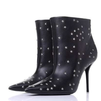 Saint Laurent Calfskin Star Studded Ankle Booties 38 Black 3 of 11