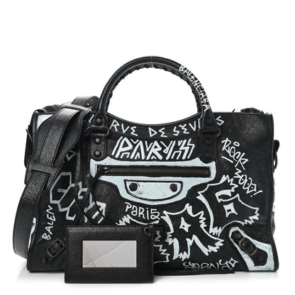 Balenciaga Agneau Arena Graffiti All Over Classic Hardware City Black White 1 of 10