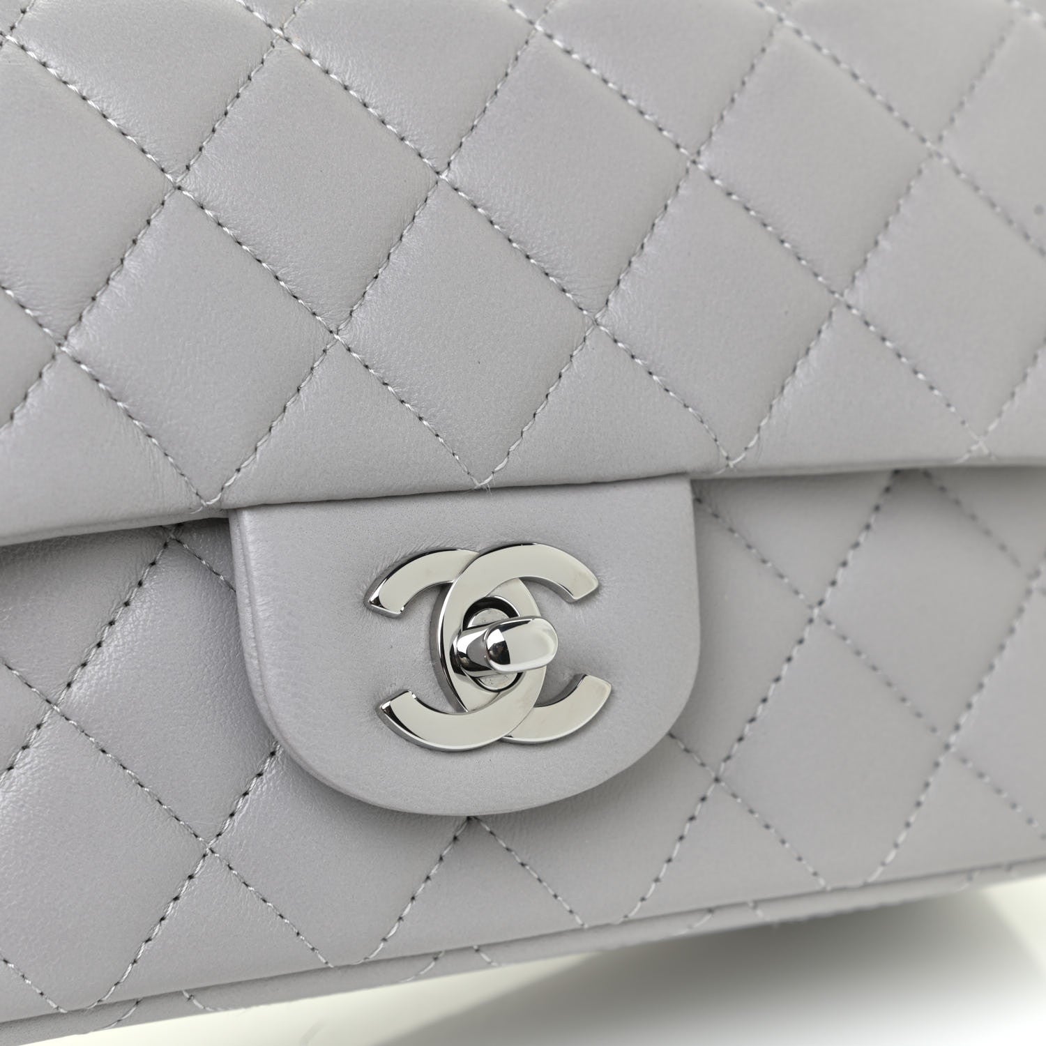 Chanel Lambskin Quilted Mini Rectangular Flap Grey 15 of 16