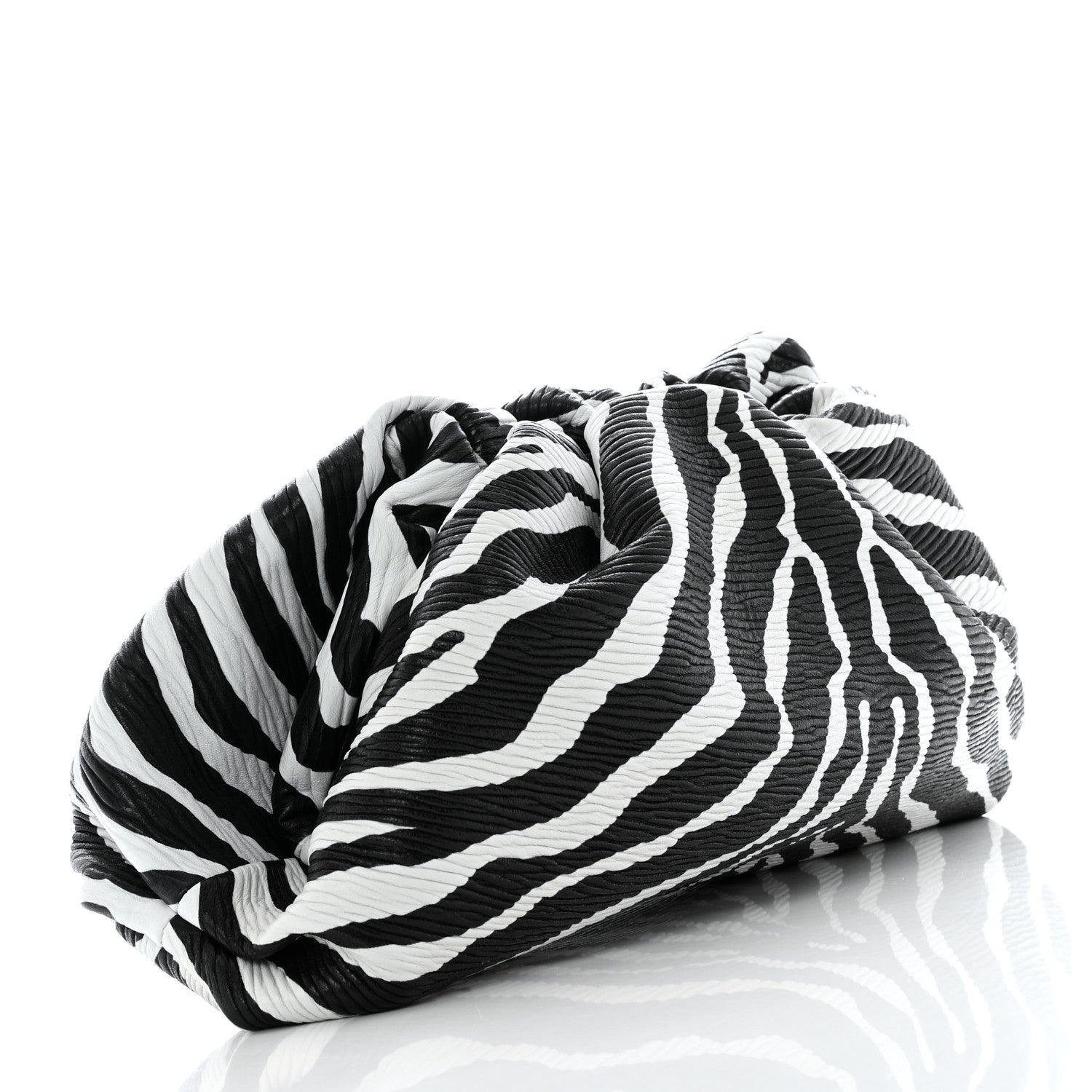 Bottega Veneta Nappa Zebra Print The Pouch Oversized Clutch White Black 3 of 8