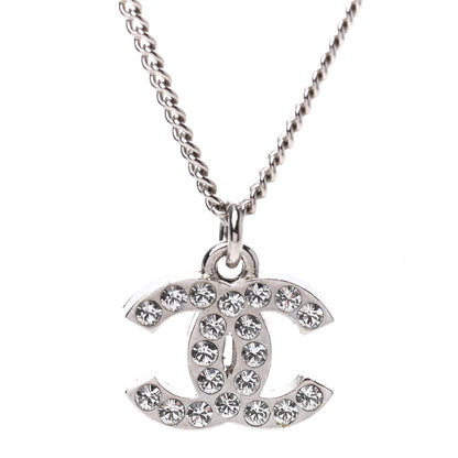 Chanel Crystal Timeless CC Necklace Silver 4 of 5